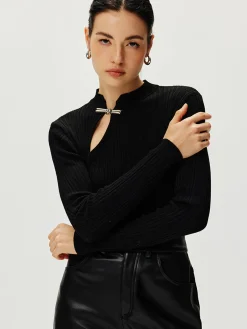 Hot Ribbed Metal Knotted Sweater Sweater Tops|Sweaters & Cardigans