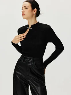 Hot Ribbed Metal Knotted Sweater Sweater Tops|Sweaters & Cardigans