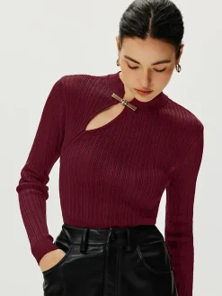 Hot Ribbed Metal Knotted Sweater Sweater Tops|Sweaters & Cardigans