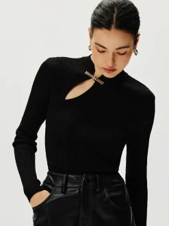 Hot Ribbed Metal Knotted Sweater Sweater Tops|Sweaters & Cardigans