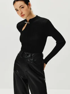 Hot Ribbed Metal Knotted Sweater Sweater Tops|Sweaters & Cardigans