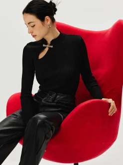 Hot Ribbed Metal Knotted Sweater Sweater Tops|Sweaters & Cardigans