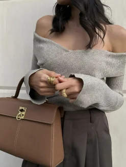 Sale Ribbed Off Shoulder Sweater Sweater Tops|Sweaters & Cardigans