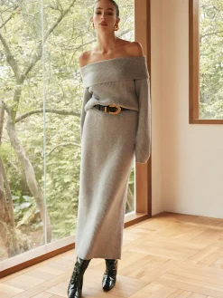 Best Ribbed Off-Shoulder Sweater Co-ords Without Belt Sweater Tops|Sweaters & Cardigans