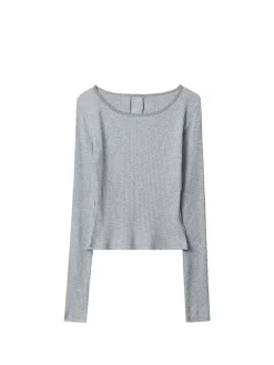New Ribbed Panel Lace Slim Blouse Blouses & Shirts|Tops
