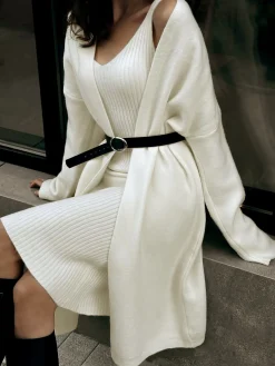 Discount Ribbed Plain Sweater Co-ords Without Belt Sweater Tops|Sweaters & Cardigans