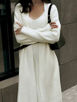 Discount Ribbed Plain Sweater Co-ords Without Belt Sweater Tops|Sweaters & Cardigans