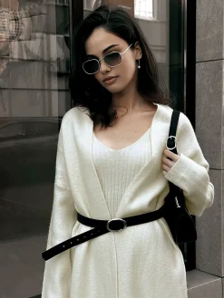 Discount Ribbed Plain Sweater Co-ords Without Belt Sweater Tops|Sweaters & Cardigans