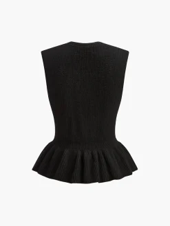 Sale Ribbed Ruffle Sweater Vest Sweater Vests|Sweaters & Cardigans