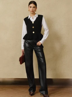 Sale Ribbed Ruffle Sweater Vest Sweater Vests|Sweaters & Cardigans