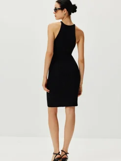 Ribbed Sexy Sleeveless Sweater Dress Black Dresses|Sweater Dresses