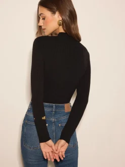 Sale Ribbed Sheer-Detail Skinny Sweater Sweater Tops|Sweaters & Cardigans