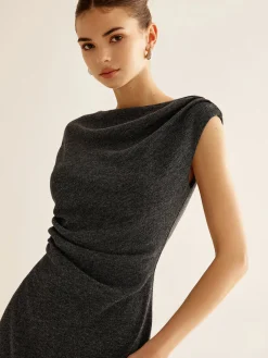 Best Ribbed Sleeveless Pleated Slim Dress Casual Dresses|Summer Dresses