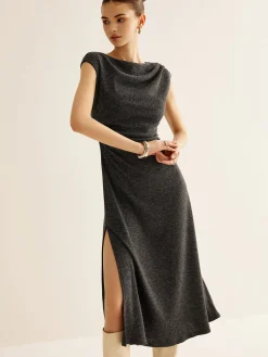 Best Ribbed Sleeveless Pleated Slim Dress Casual Dresses|Summer Dresses