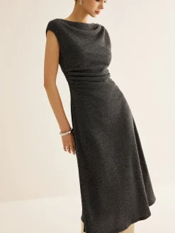 Best Ribbed Sleeveless Pleated Slim Dress Casual Dresses|Summer Dresses
