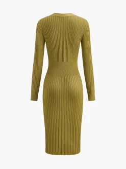 Online Ribbed Slim Sweater Midi Dress Sweater Dresses|Sweater Dresses