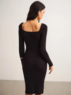 Sale Ribbed Slim Sweater Midi Dress Sweater Dresses|Work Dresses