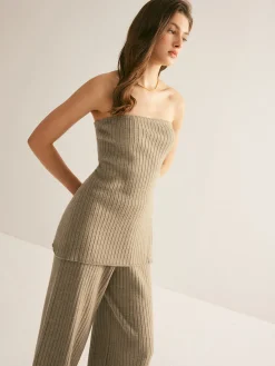 Ribbed Strapless Slit Sweater Vest Sweater Vests|Sweaters & Cardigans