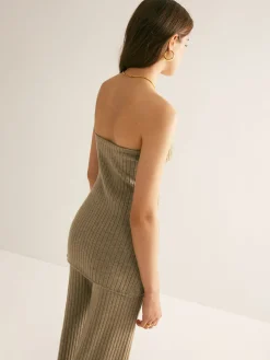 Ribbed Strapless Slit Sweater Vest Sweater Vests|Sweaters & Cardigans