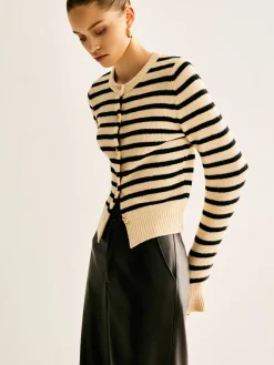 New Ribbed Striped Cardigan Cardigans|Sweaters & Cardigans