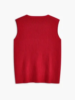 Online Ribbed Tie Neck Sweater Vest Sweater Vests|Sweaters & Cardigans