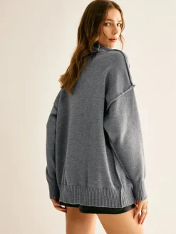 Online Ribbed Turtleneck Knit Top Sweater Tops|Sweaters & Cardigans