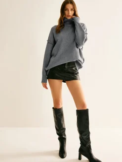 Online Ribbed Turtleneck Knit Top Sweater Tops|Sweaters & Cardigans