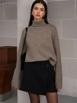 New Ribbed Turtleneck Short Sweater Sweater Tops|Sweaters & Cardigans