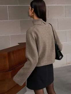 New Ribbed Turtleneck Short Sweater Sweater Tops|Sweaters & Cardigans