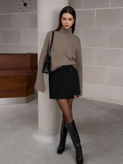 New Ribbed Turtleneck Short Sweater Sweater Tops|Sweaters & Cardigans