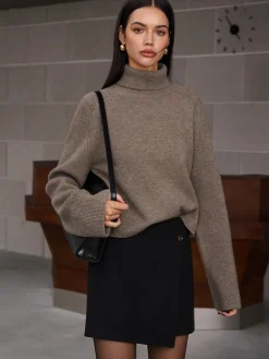 New Ribbed Turtleneck Short Sweater Sweater Tops|Sweaters & Cardigans