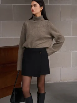 New Ribbed Turtleneck Short Sweater Sweater Tops|Sweaters & Cardigans