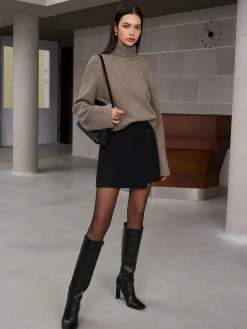 New Ribbed Turtleneck Short Sweater Sweater Tops|Sweaters & Cardigans