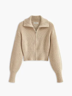Clearance Ribbed Zipper Lapel Cardigan Cardigans|Sweaters & Cardigans