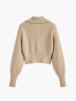 Clearance Ribbed Zipper Lapel Cardigan Cardigans|Sweaters & Cardigans