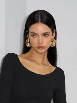 Online Ripple Hoop Stud Earrings Earrings|Accessories