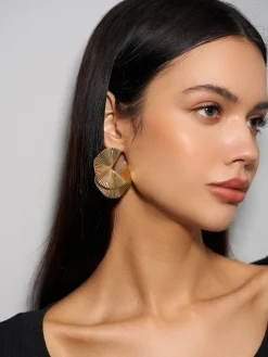 Online Ripple Hoop Stud Earrings Earrings|Accessories