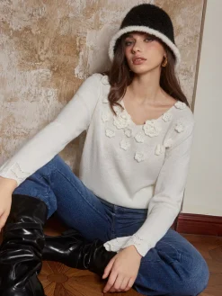 Best Romance 3D Flower Knit Top Sweater Tops|Sweaters & Cardigans