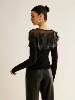 Romance Floral Decor Slim Blouse Blouses & Shirts|Tops