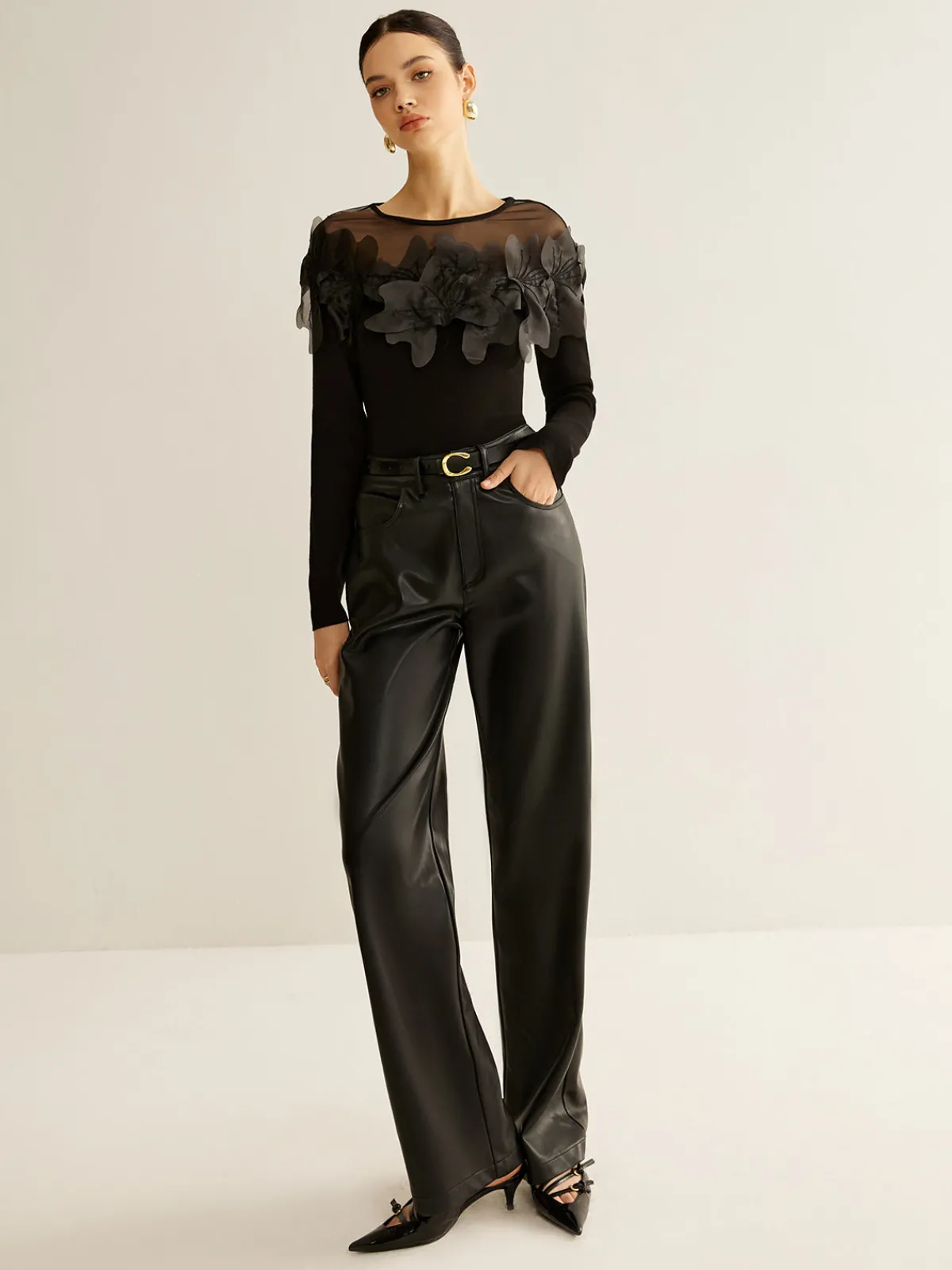 Romance Floral Decor Slim Blouse Blouses & Shirts|Tops