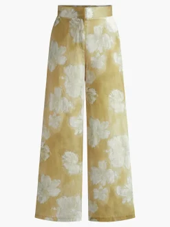 Sale Romance Floral Printed Straight Pants Pants|Bottoms
