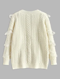 Best Romance Lace Trim Beaded Sweater Sweater Tops|Sweaters & Cardigans