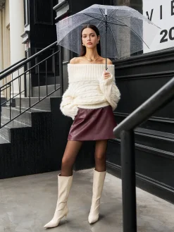 Discount Romance Off-Shoulder Twist Sweater Sweater Tops|Sweaters & Cardigans