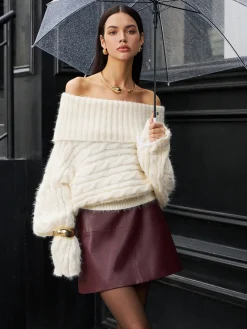 Discount Romance Off-Shoulder Twist Sweater Sweater Tops|Sweaters & Cardigans