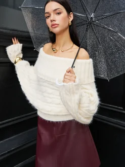 Discount Romance Off-Shoulder Twist Sweater Sweater Tops|Sweaters & Cardigans