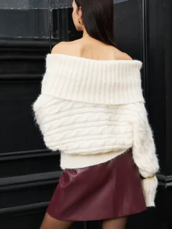 Discount Romance Off-Shoulder Twist Sweater Sweater Tops|Sweaters & Cardigans