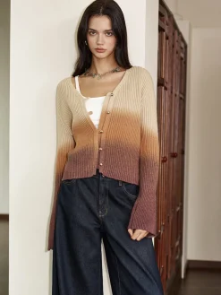 Sale Romance Ombre Button Cardigan Cardigans|Sweaters & Cardigans