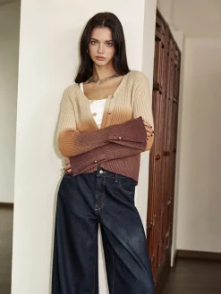 Sale Romance Ombre Button Cardigan Cardigans|Sweaters & Cardigans