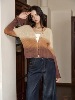 Sale Romance Ombre Button Cardigan Cardigans|Sweaters & Cardigans