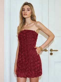 Sale Romance Rosette Tube Dress Casual Dresses|Cocktail & Party Dresses